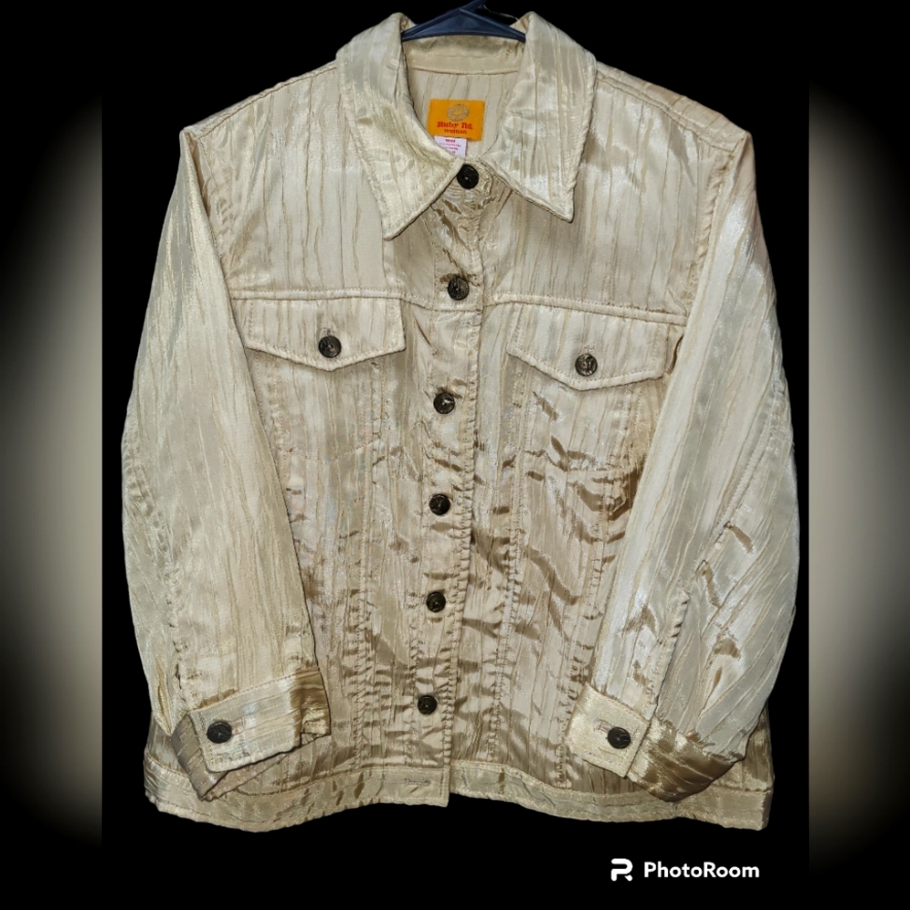 Ruby Rd. Dressy Casual Gold Button Down Jacket